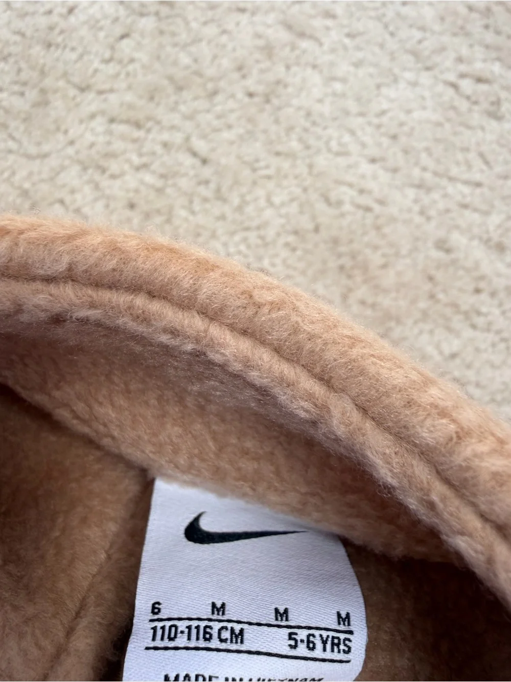 Nike NWT Boys Size 6 Tan Fleece Full Zip Lightweight Jacket with Pockets